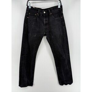 Levi's 501 Jeans Mens 30 Black Wash Denim Button Fly Straight Leg